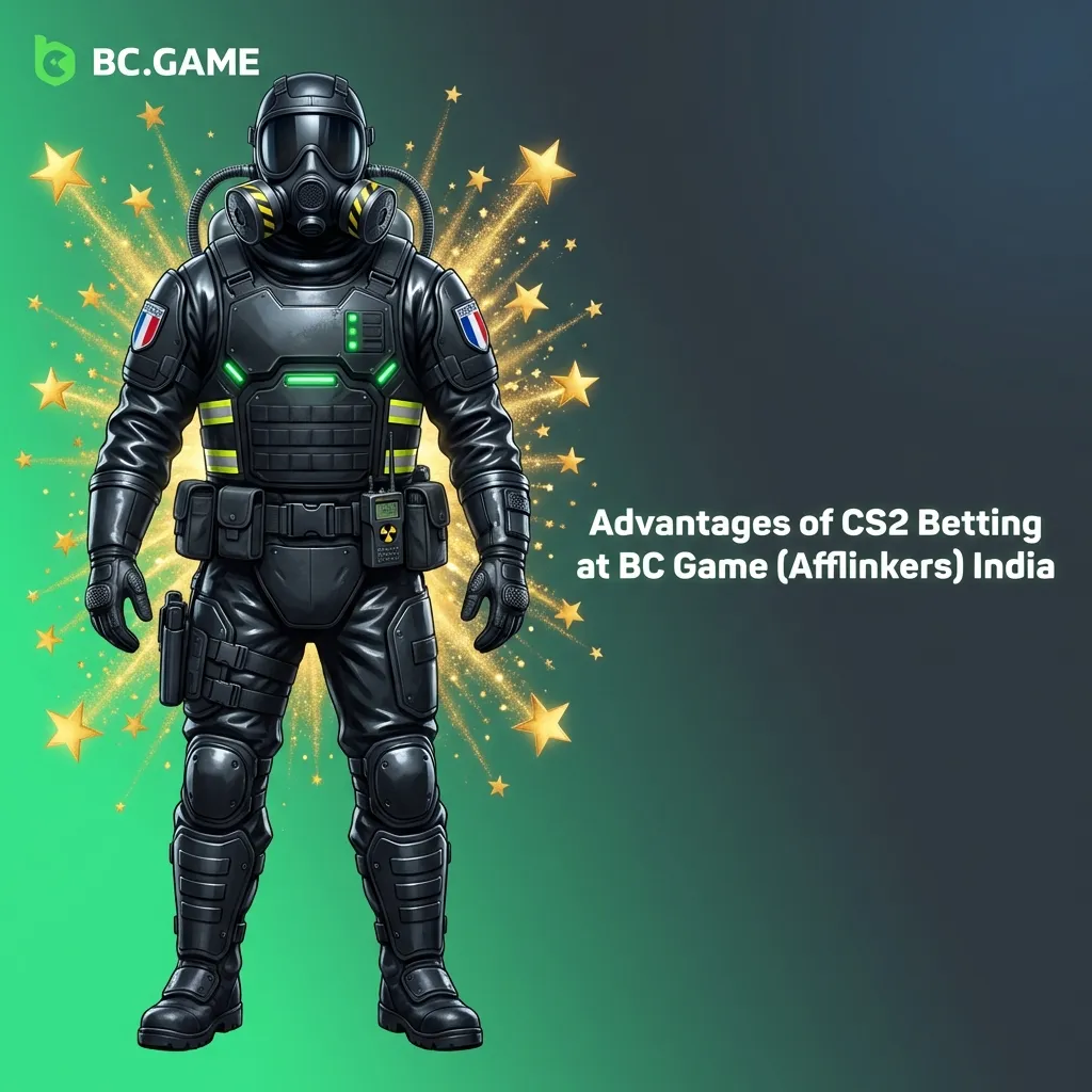 BC Game platform interface showing CS2 betting options with bonuses, payment methods, and mobile app features for Indian users