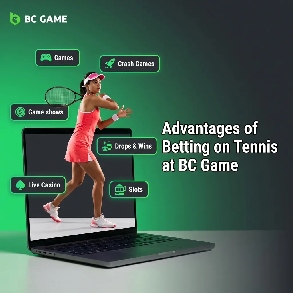 Tennis betting at BC Game with live odds, fast withdrawals, mobile platform, and Indian payment methods like UPI