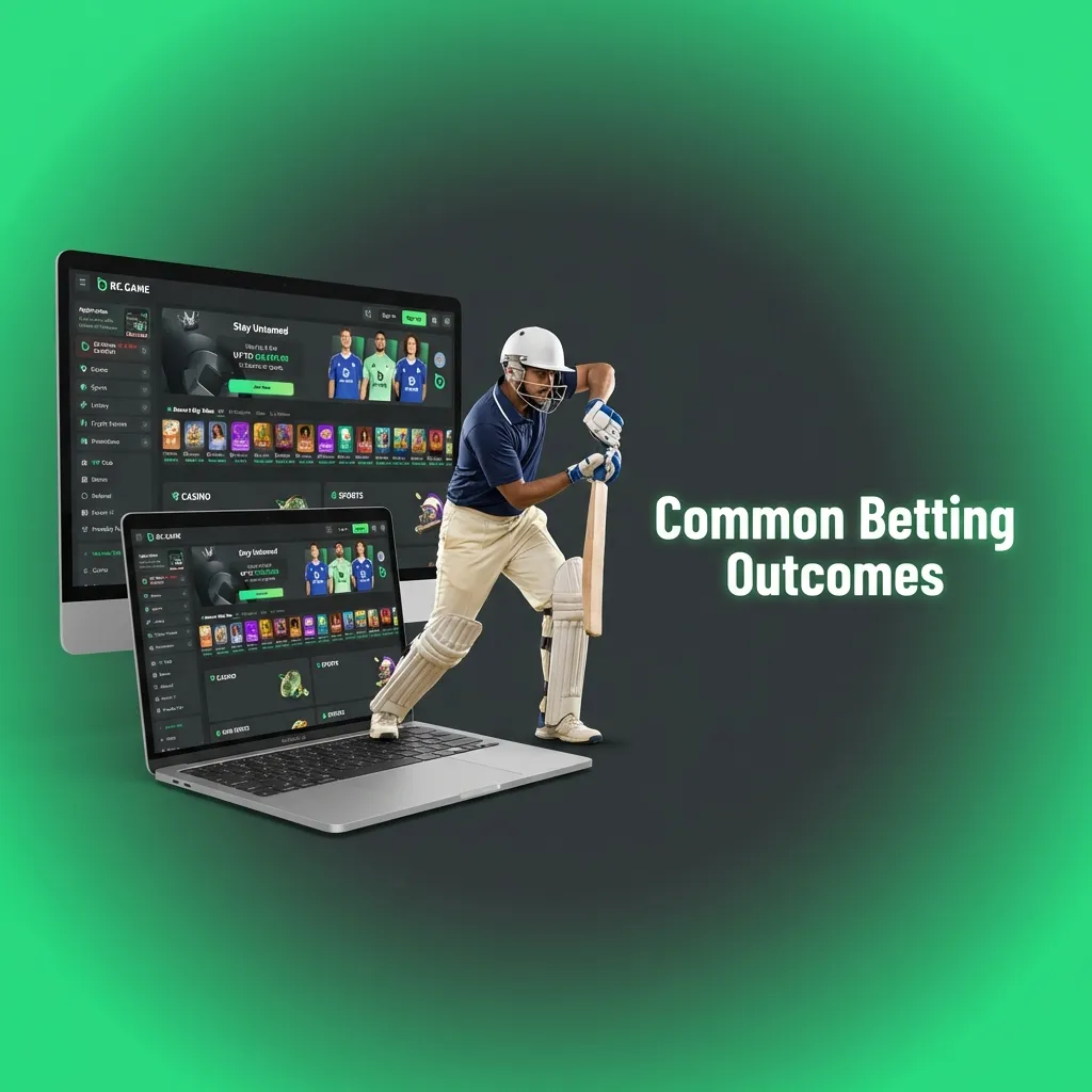 Infographic showing five common betting outcome types: Match Winner, Over/Under, Handicap, Correct Score, and First Goalscorer.