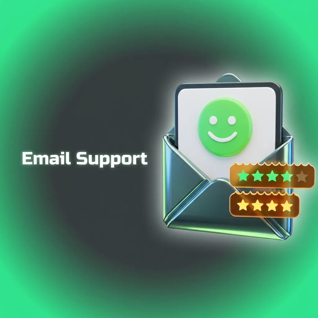 Email support interface showing inbox with customer service ticket system for detailed inquiries and documentation