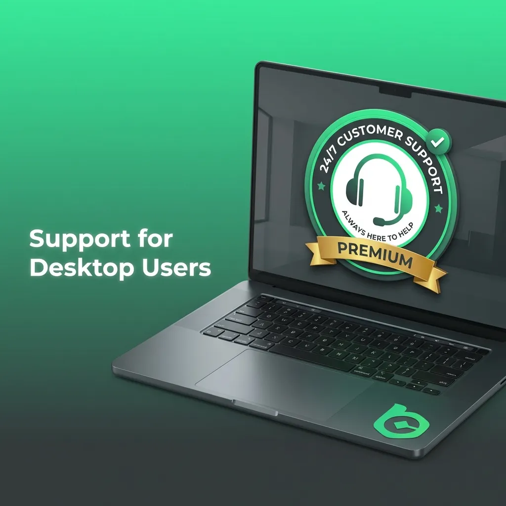 BC Game desktop app support options including 24/7 live chat, email, social media, and help center for user assistance.